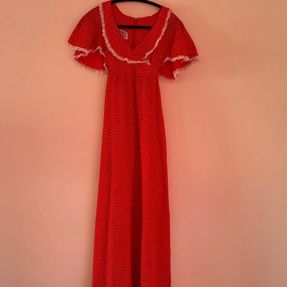 Vintage 1970's Ruffled Peasant Dress - Picture 1 of 4
